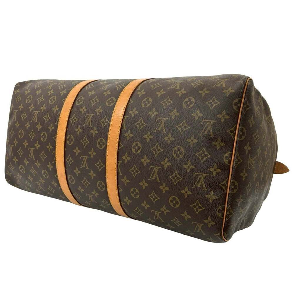 LOUIS VUITTON Brown Monogram Leather Keepall 55 Boston Bag - Picture 8 of 9